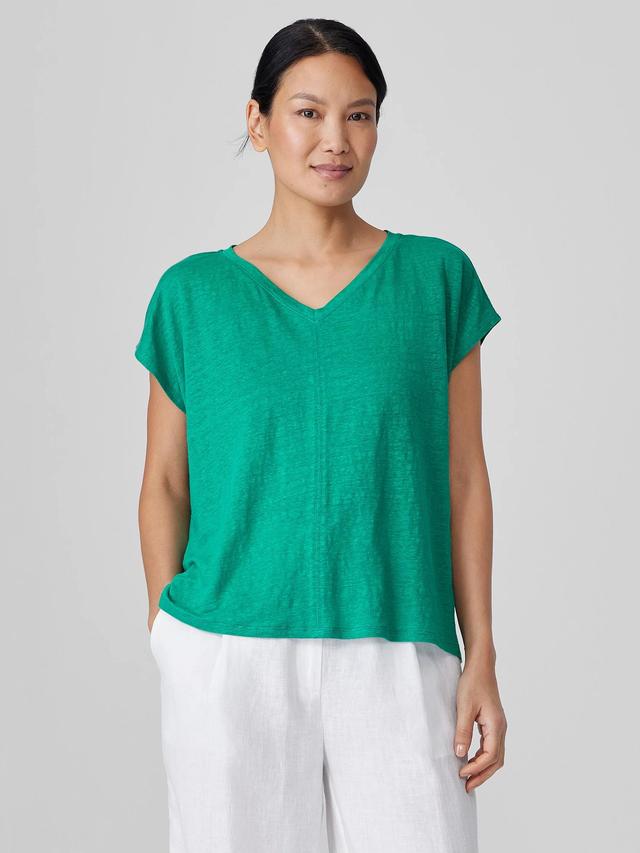 EILEEN FISHER Organic Linen Jersey V-Neck Teefemale Product Image