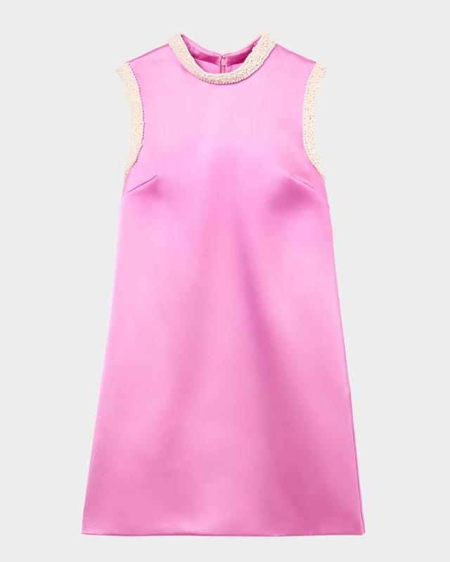 Pearly Trim Satin Mini Dress Product Image