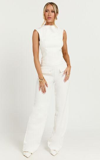 Paxton Pants - High Waisted Straight Leg Pants in Cream Product Image