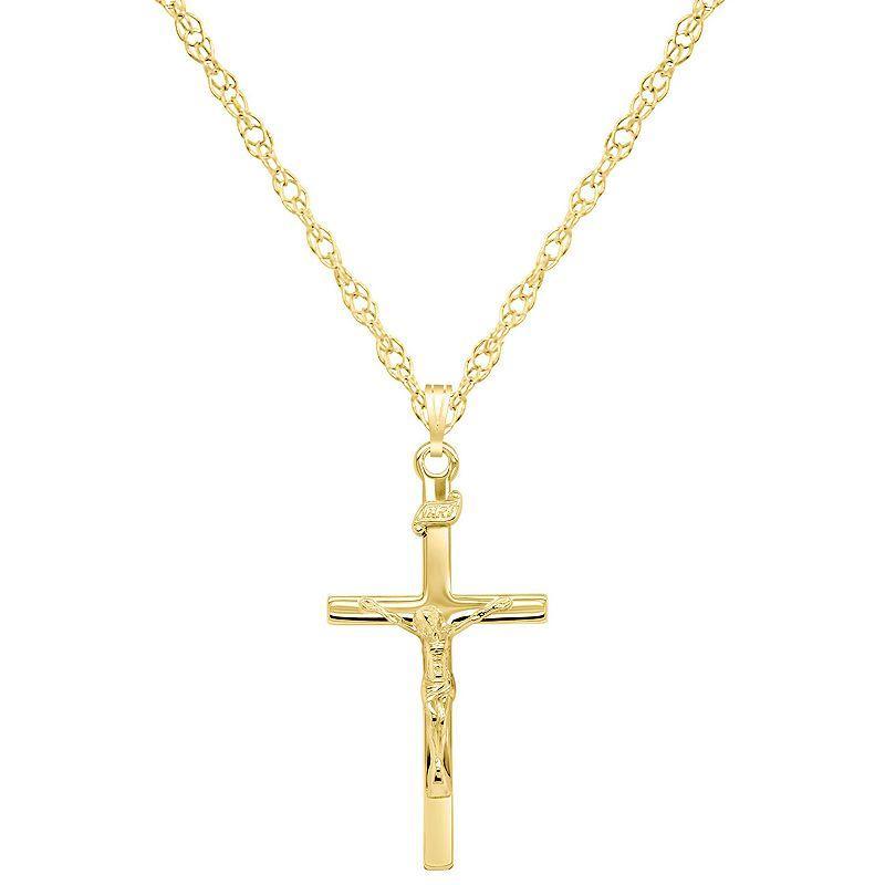 Sterling Silver Crucifix Cross Pendant, Womens Yellow Product Image