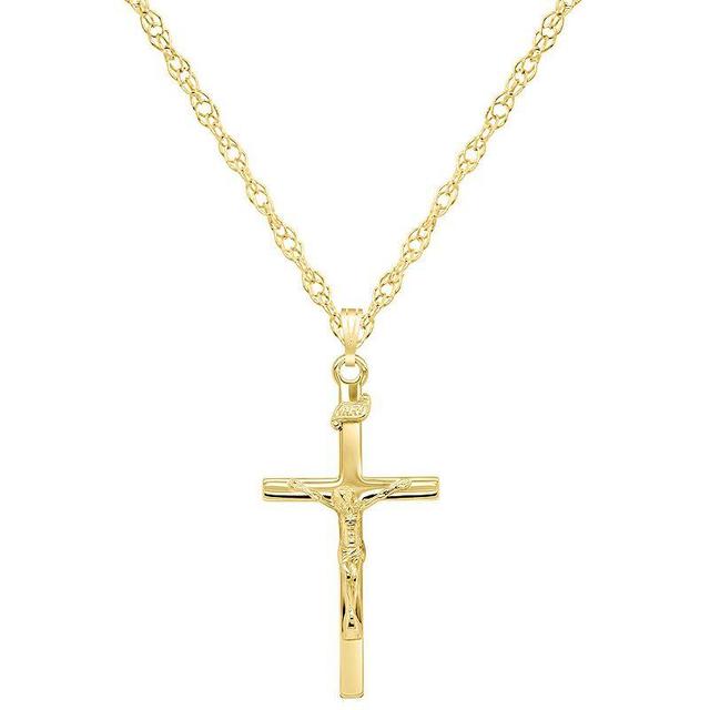 Sterling Silver Crucifix Cross Pendant, Womens Yellow Product Image