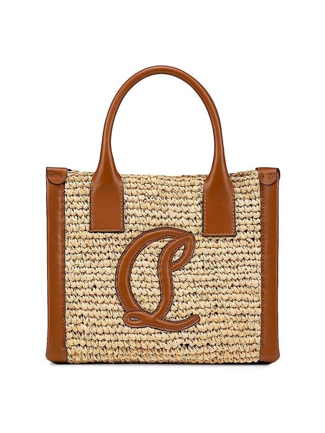 Womens Mini By My Side Leather-Trimmed Raffia Tote Bag Product Image