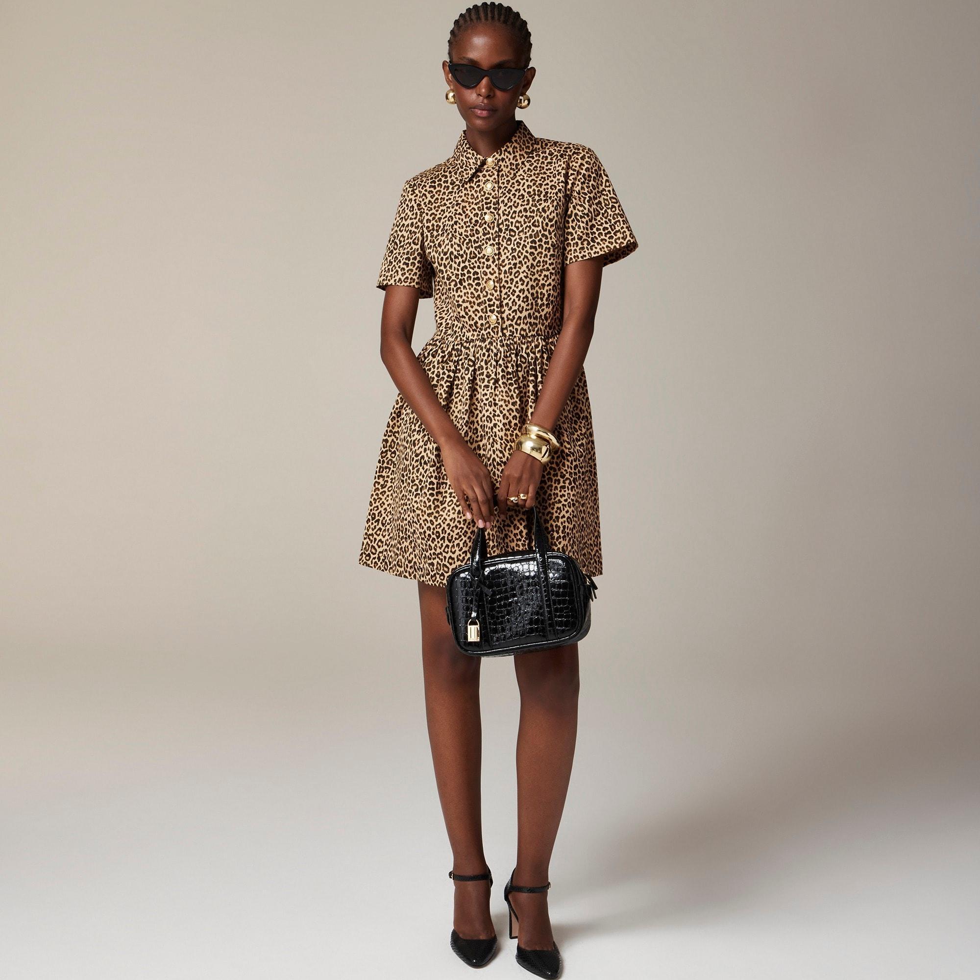 A-line shirtdress in leopard chino Product Image