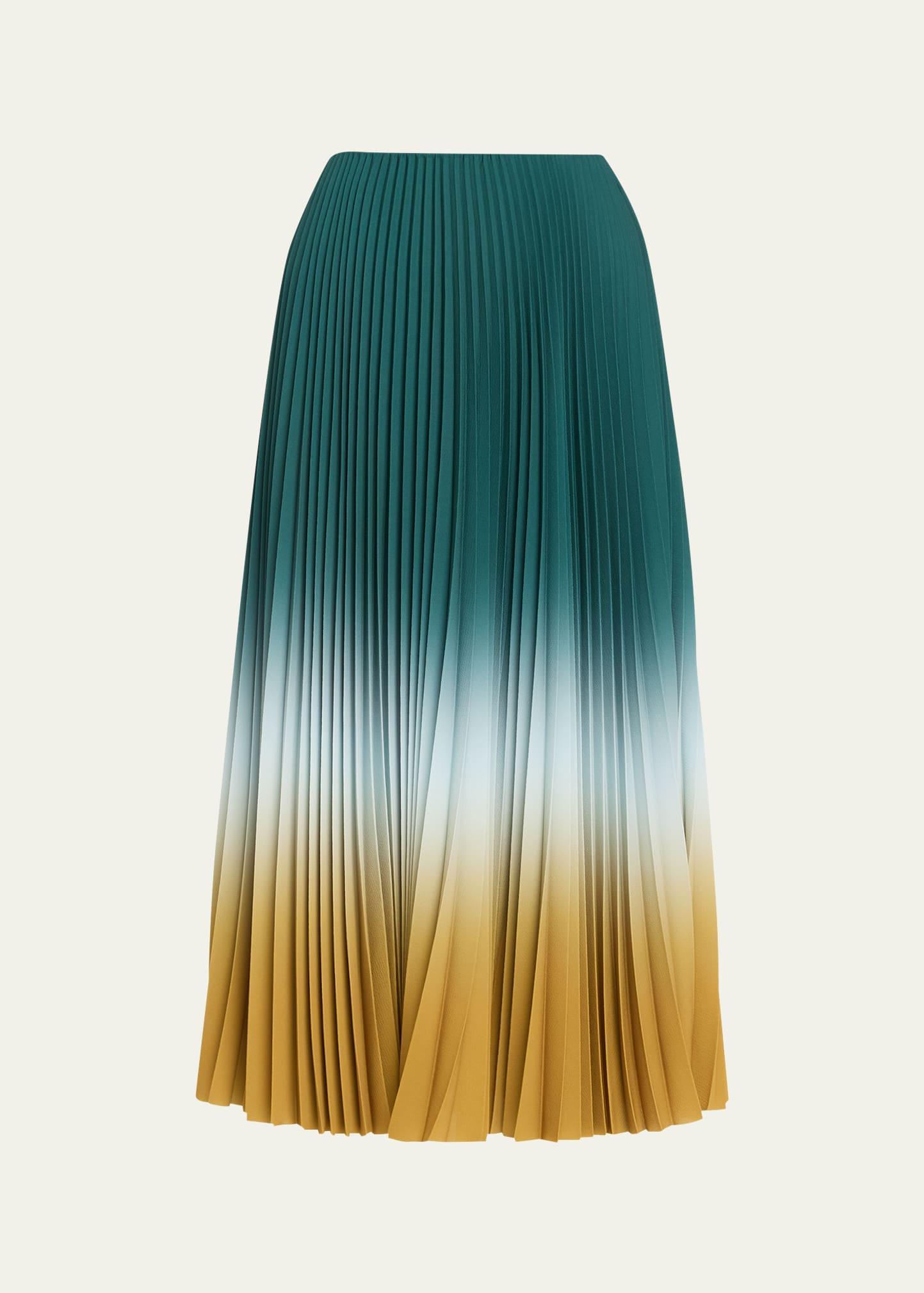 Dip Dye Marocaine Pleated Crepe Midi Skirt Product Image