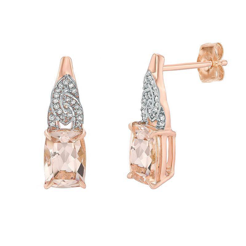 Gemminded 10k Rose Gold Morganite & Diamond Accent Drop Earrings, Womens Product Image