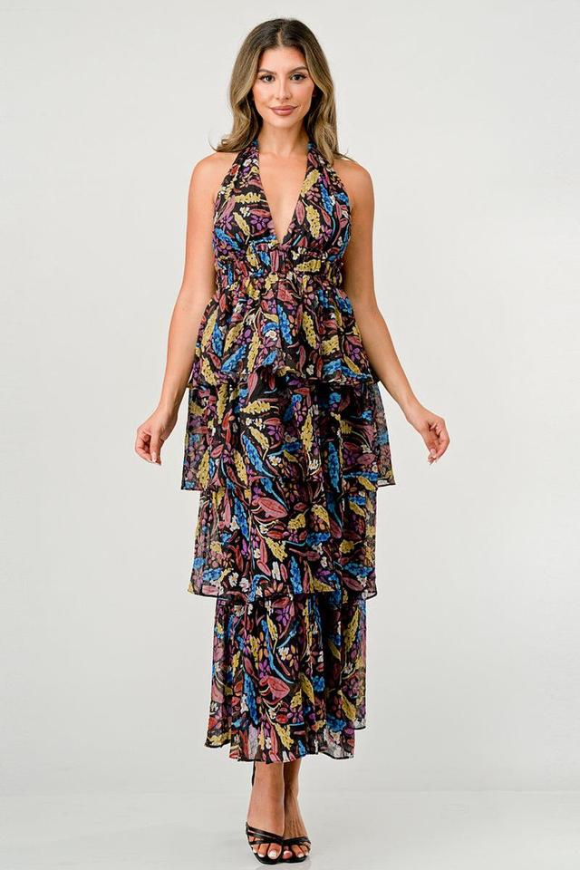 Black Multi Floral Lulua Maxi Dress Product Image