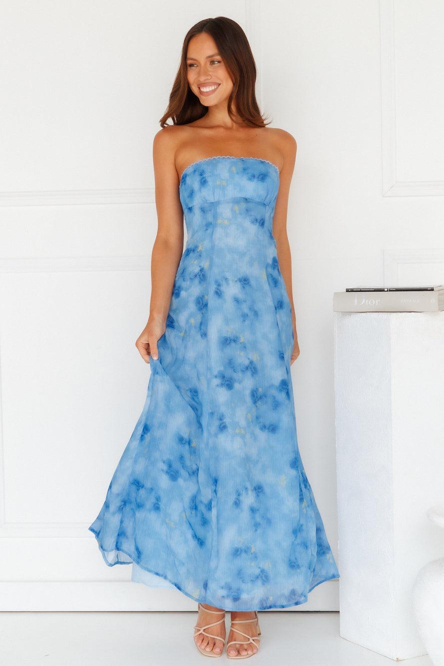 Elsa Strapless Maxi Dress Blue Product Image