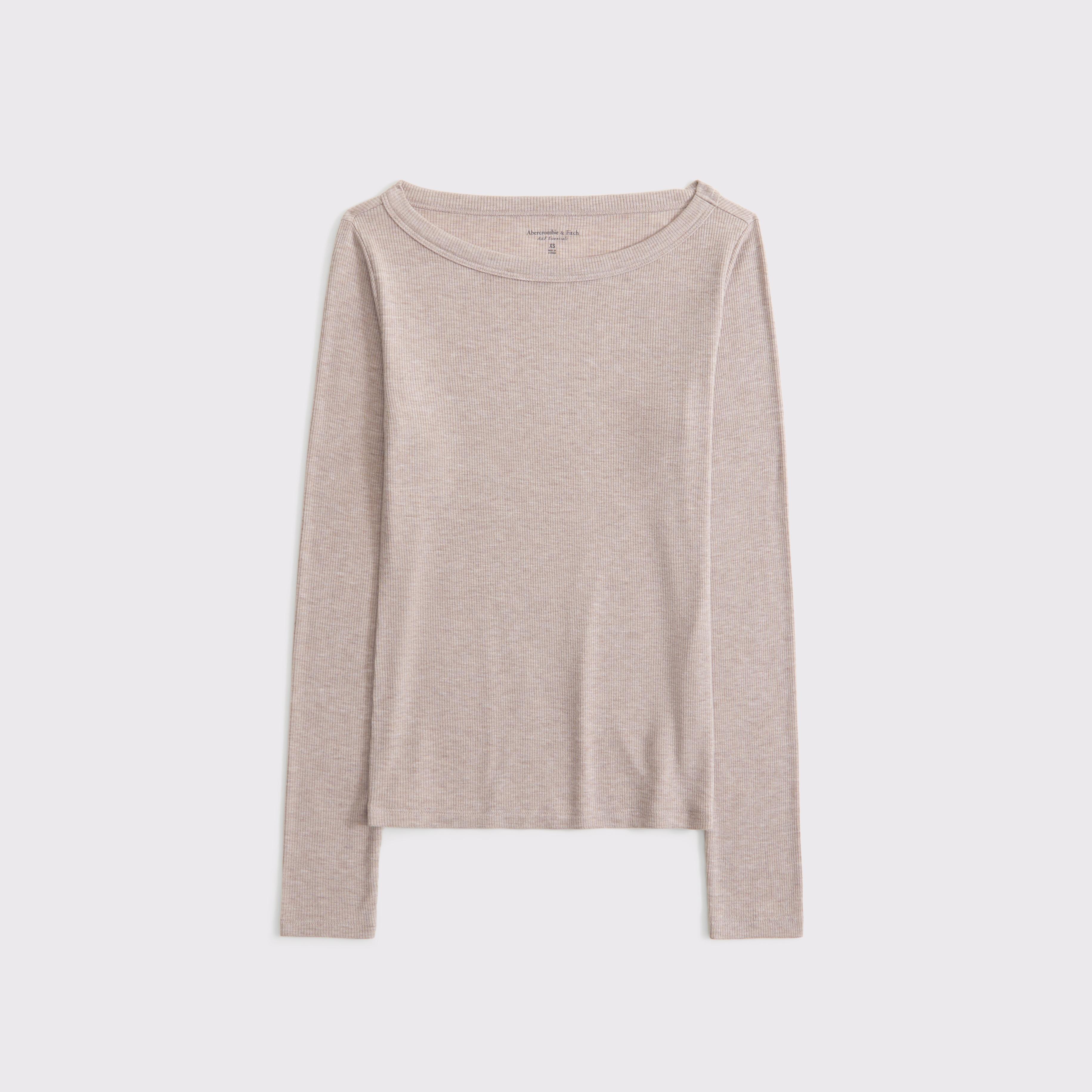 Long-Sleeve Boatneck Featherweight Rib Top Product Image