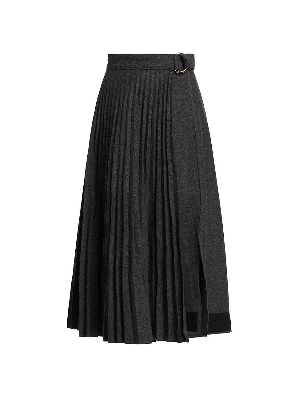 Womens Wool-Blend Pleated Wrap Skirt Product Image