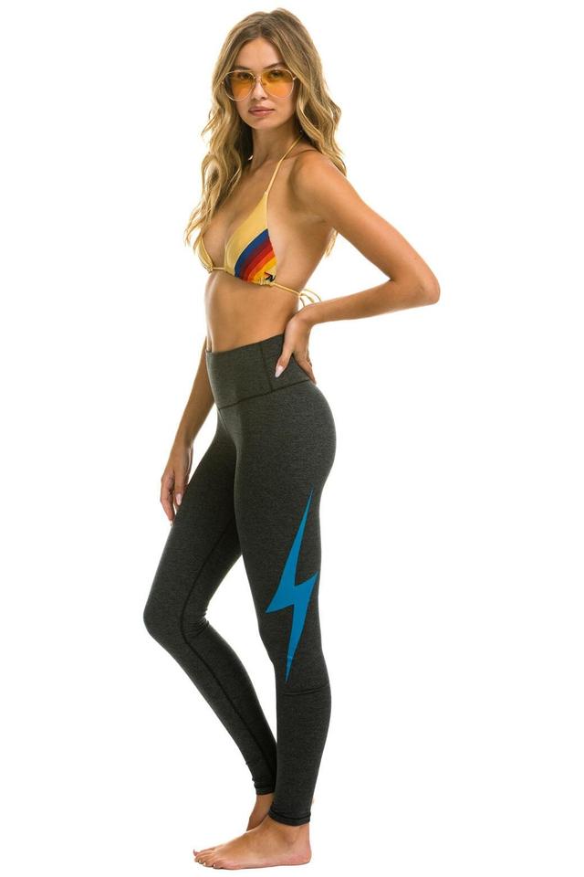 FULL LENGTH HI-RISE BOLT LEGGINGS - CHARCOAL // BLUE Female Product Image