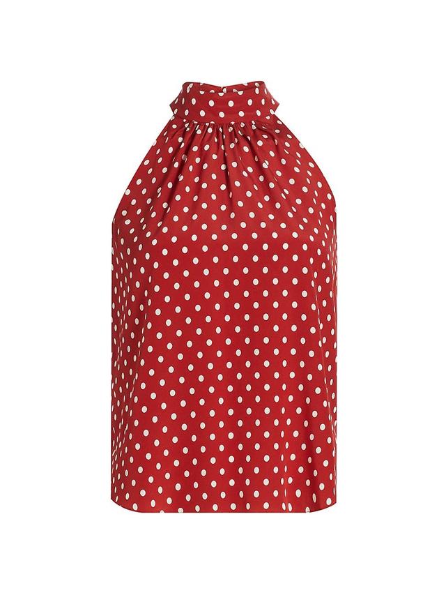 Womens Kovi Polka Dot Silk-Blend Halterneck Top Product Image