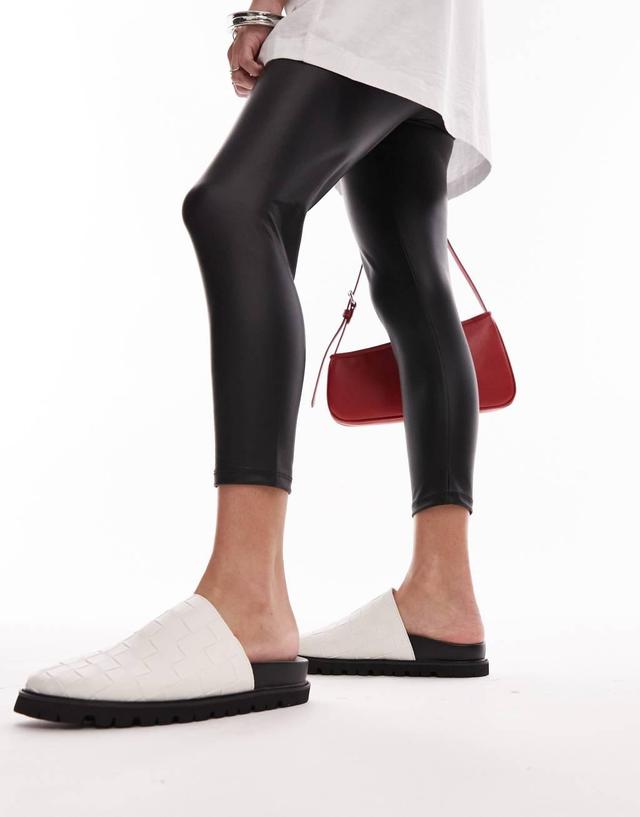 Topshop Beau woven mules in white Product Image