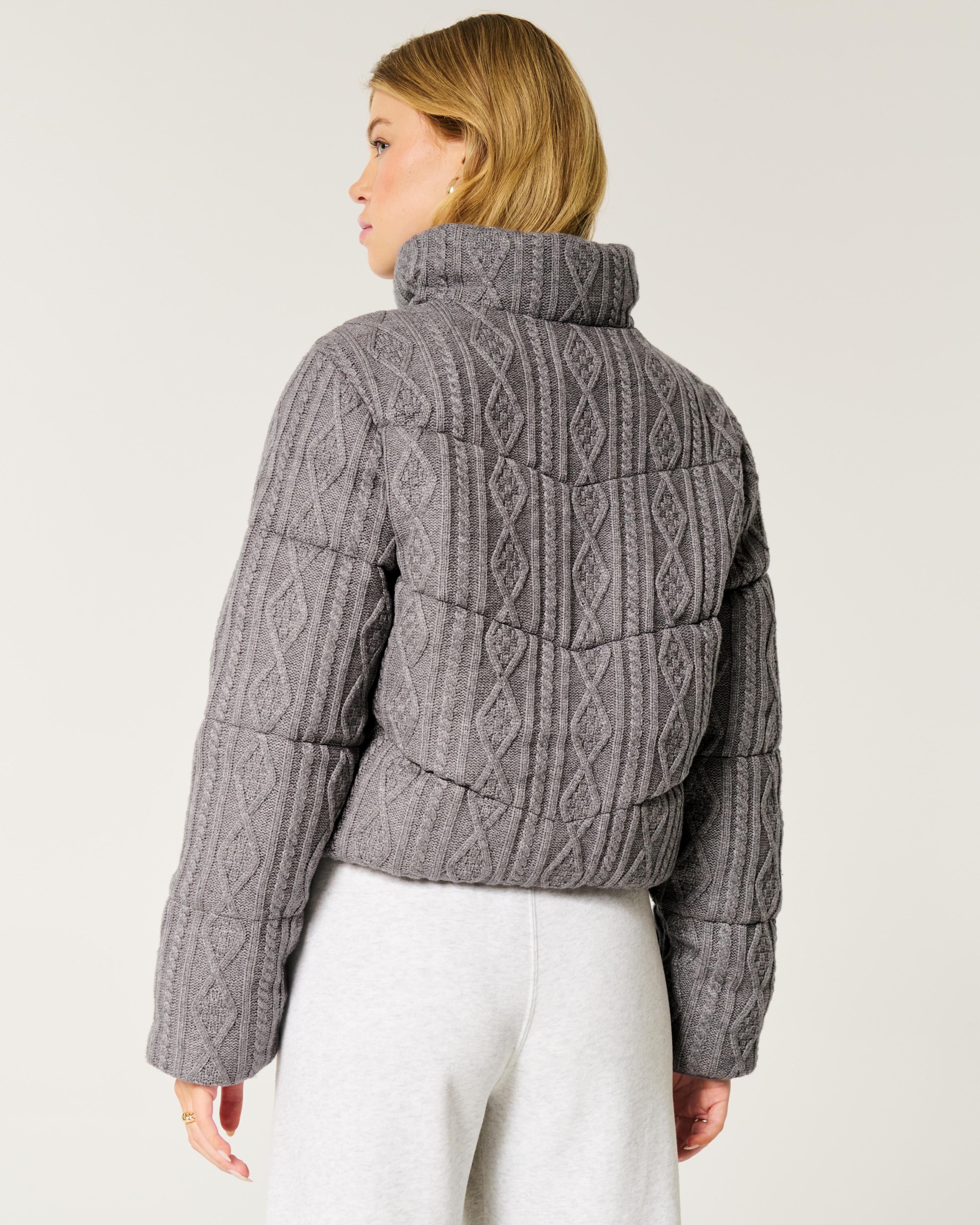 Sweater-Knit Mini Puffer Jacket Product Image