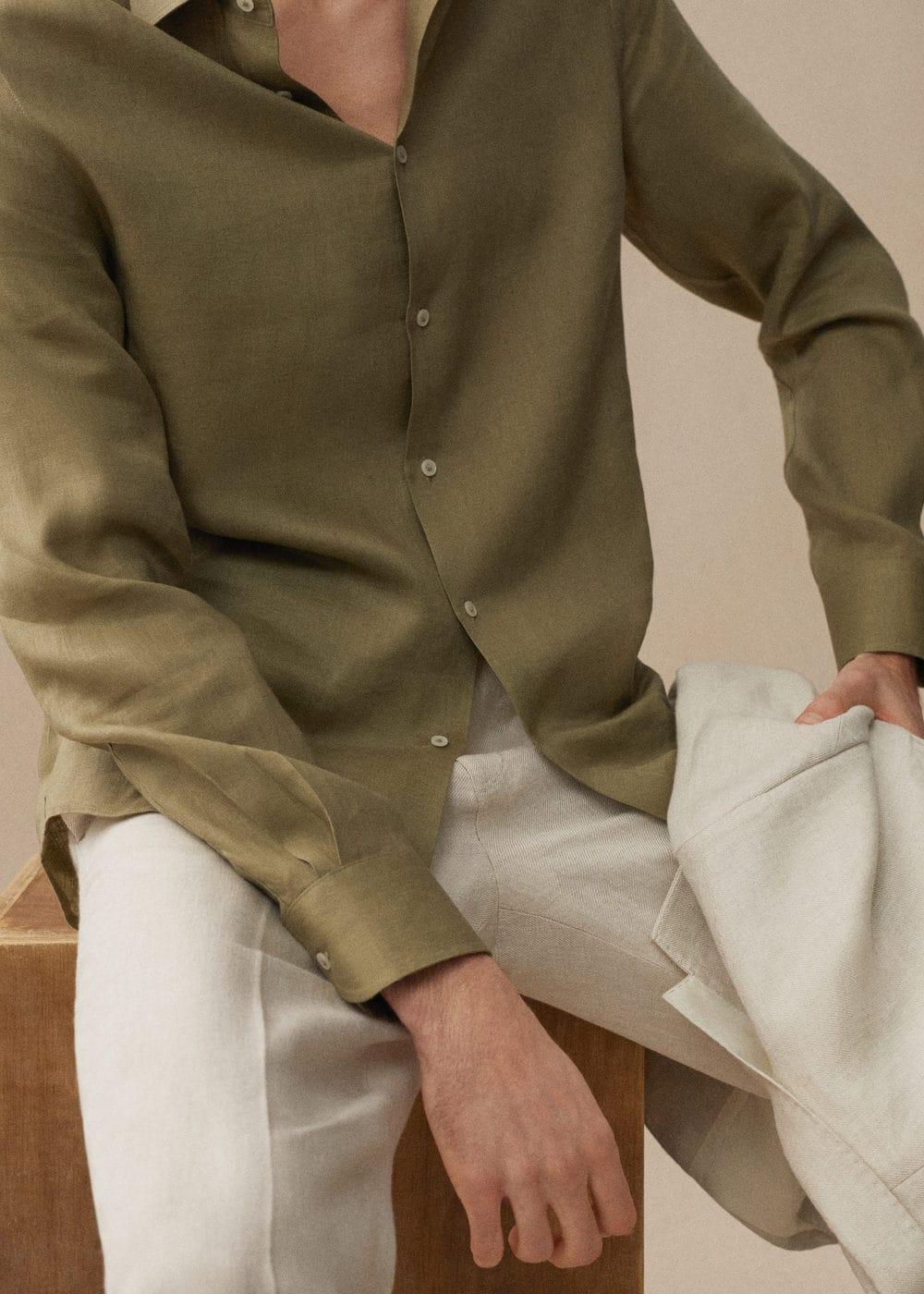 Mango Mens Linen Shirt Product Image