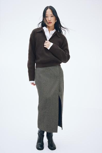 Rib-Knit Sweater with Collar Product Image