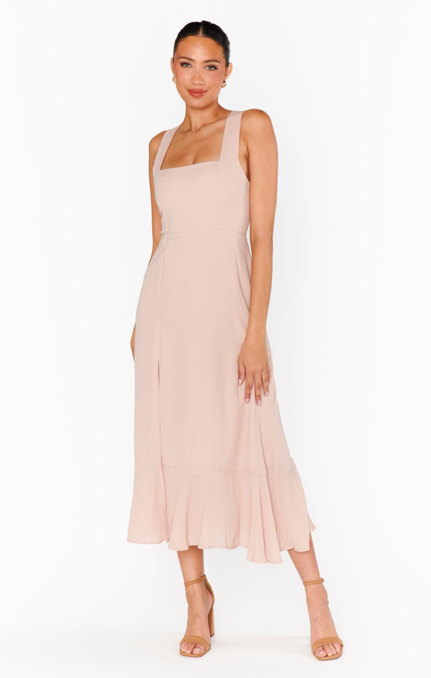 Claire Midi Dress ~ Dusty Blush Crisp Product Image