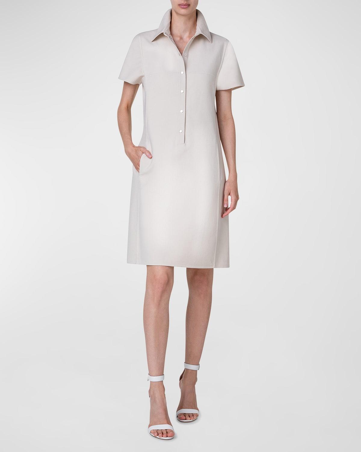 Snap-Front Short-Sleeve Shirtdress Product Image