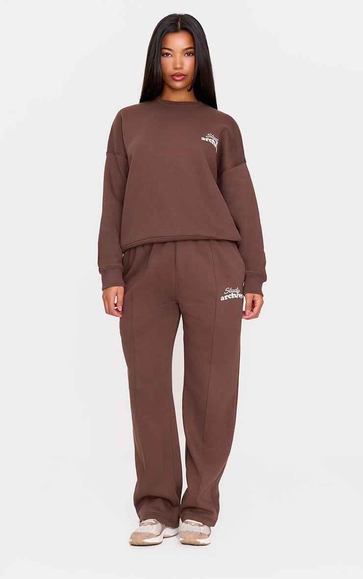  Chocolate Studio Archives Seam Detail Wide Leg Sweatpants Product Image