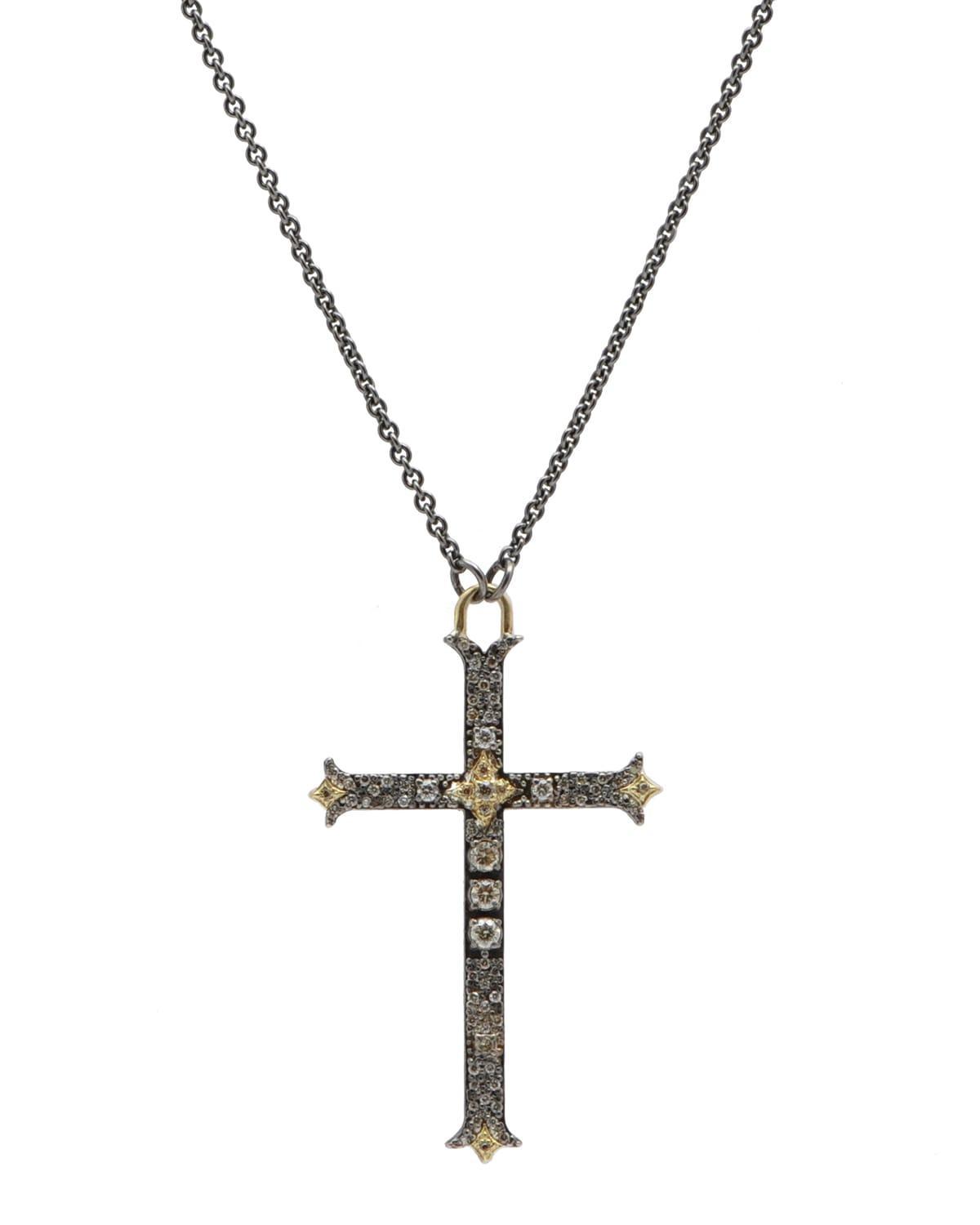 Old World Diamond Large Cross Pendant Necklace Product Image