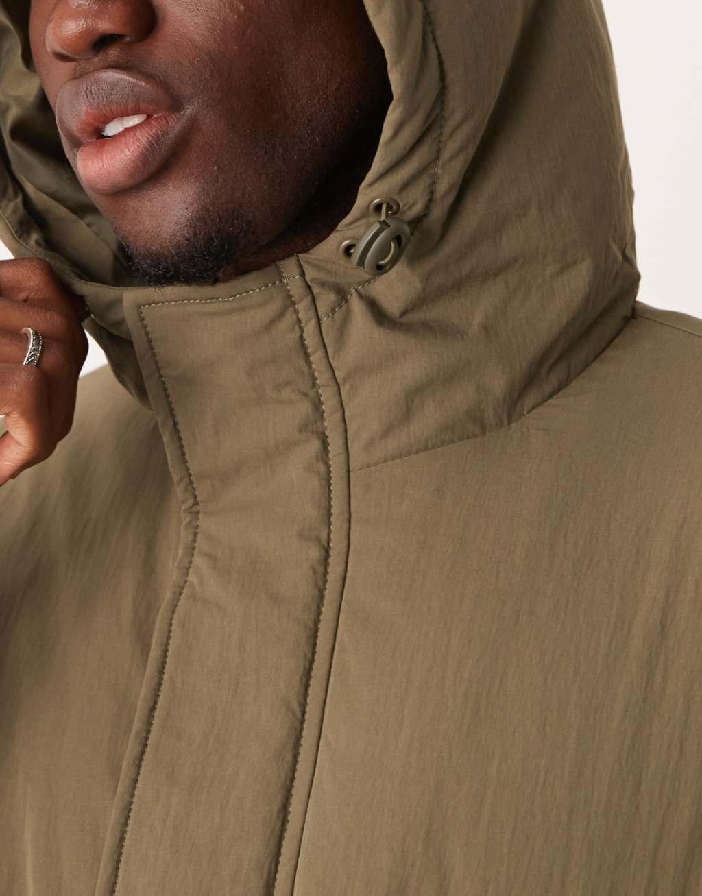 ASOS DESIGN longline puffer jacket in khaki Product Image