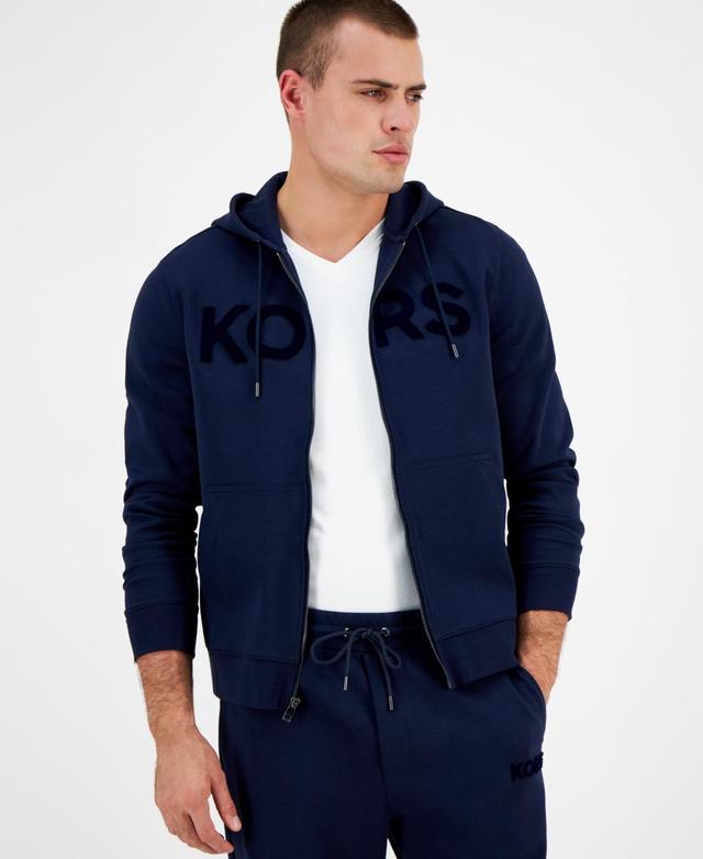 Michael Kors Mens Textured-Logo Zip Hoodie Product Image