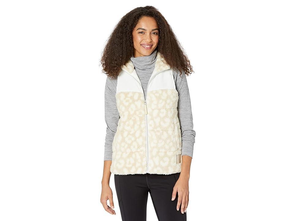 Ivory Ella Snow Leopard Sherpa Vest (Snow Leopard) Women's Clothing Product Image