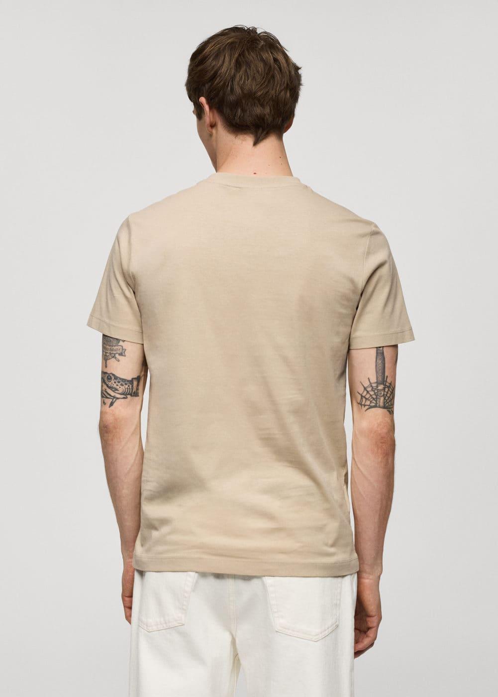 MANGO MAN - Slim-fit cotton V-neck t-shirt beigeMen Product Image