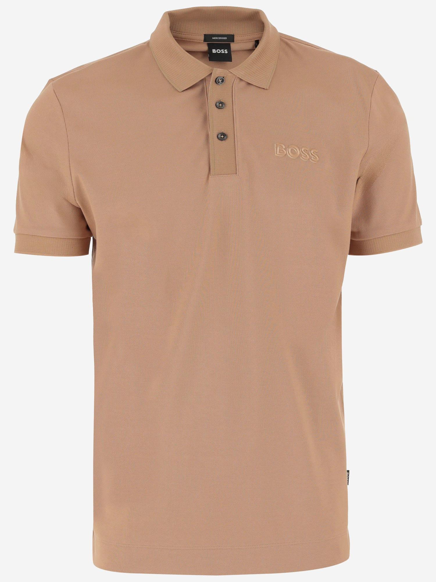 HUGO BOSS Cotton Polo Shirt With Logo In Beige Product Image