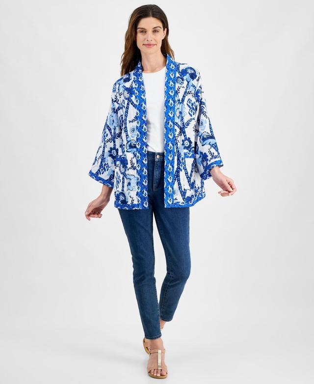 Petite Belinda Border Reversible Kimono, Created for Macy's Product Image