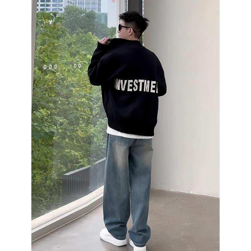 Lettering Zip Cardigan Product Image