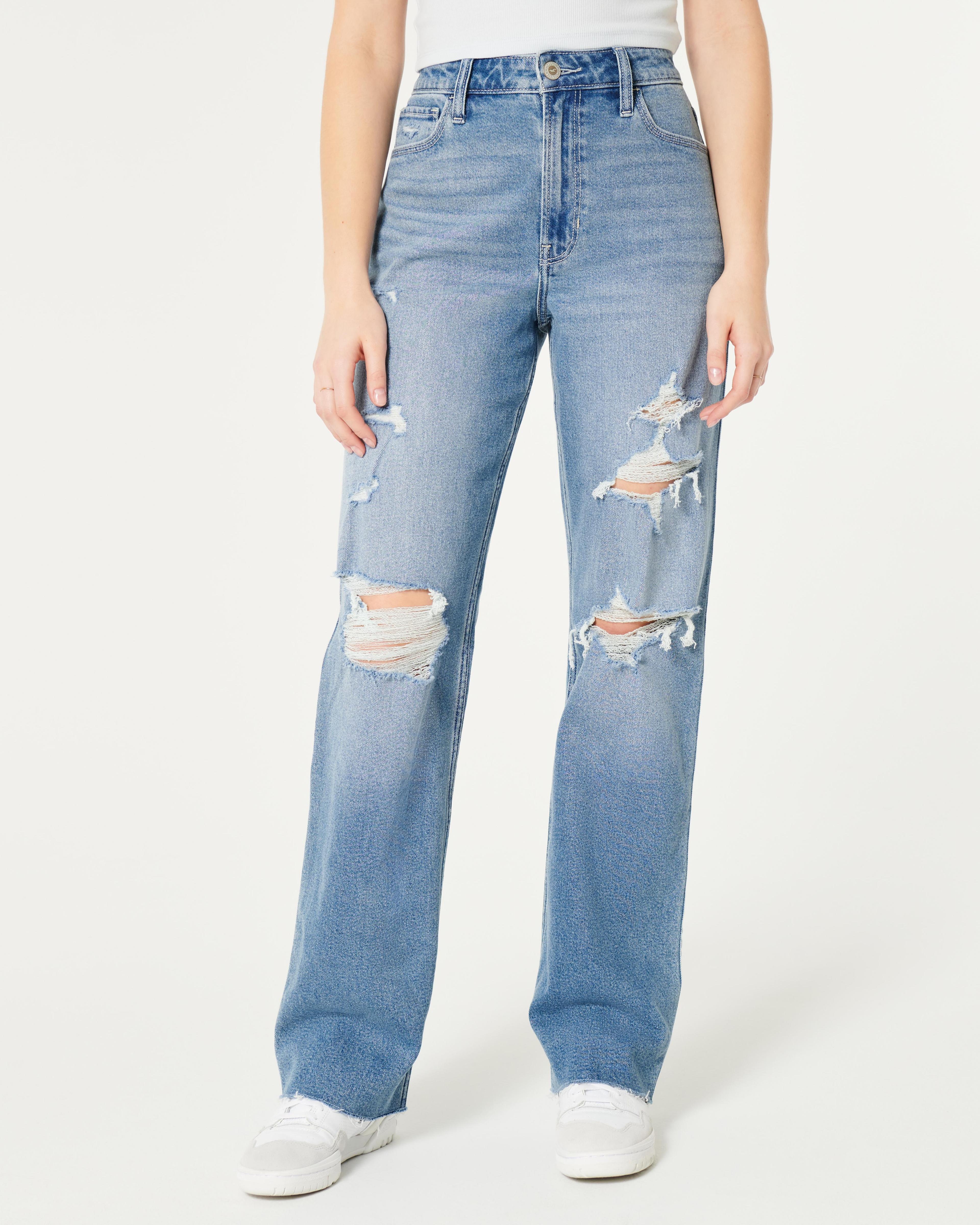 Ultra High-Rise Ripped Medium Wash Dad Jeans Product Image