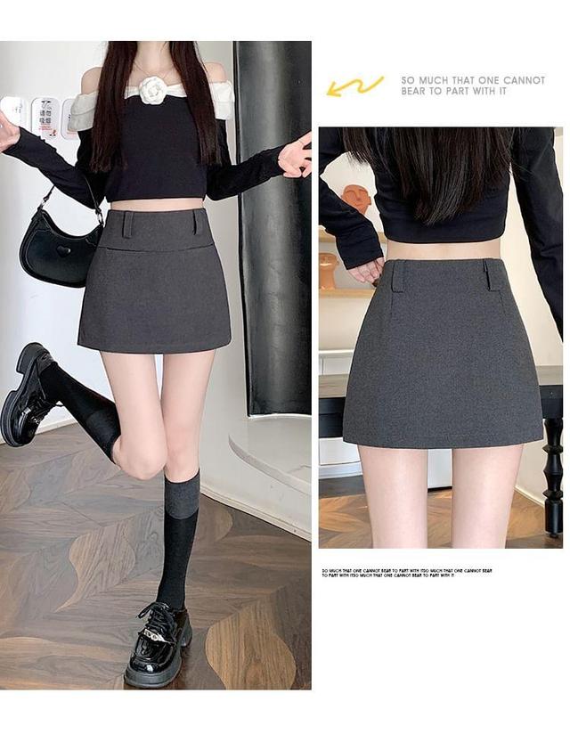 High Waist Plain Mini Pencil Skirt Product Image