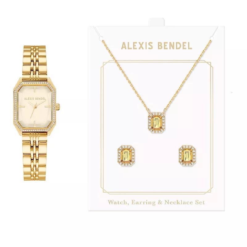 Jessica Carlyle Womens Shiny Gold Tone Watch, Necklace & Stud Earring Set Product Image