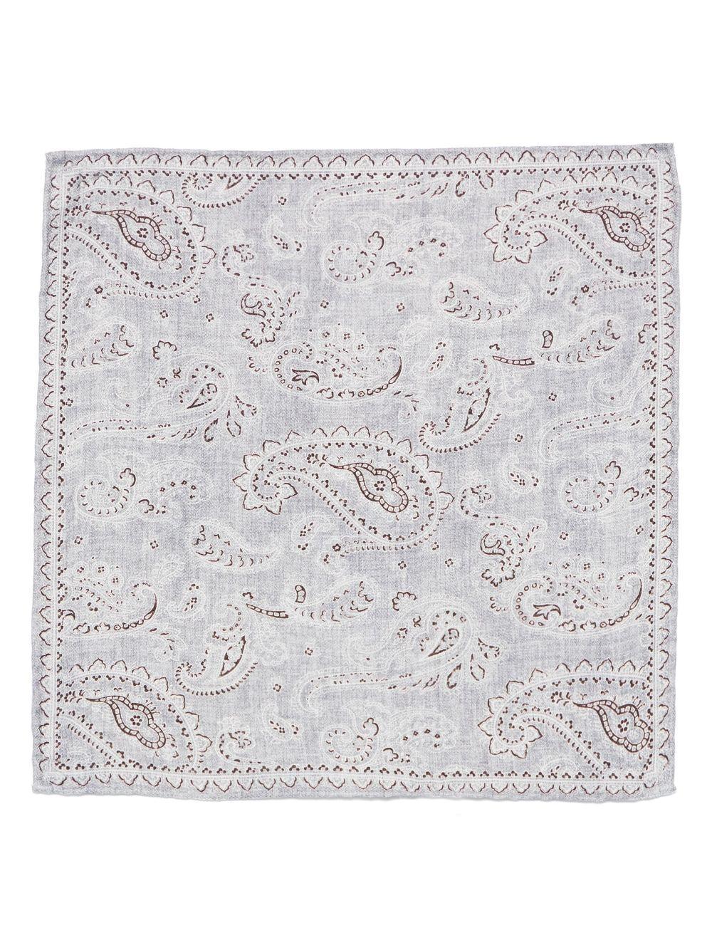 BRUNELLO CUCINELLI Paisley-print Pocket Scarf In Grey Product Image