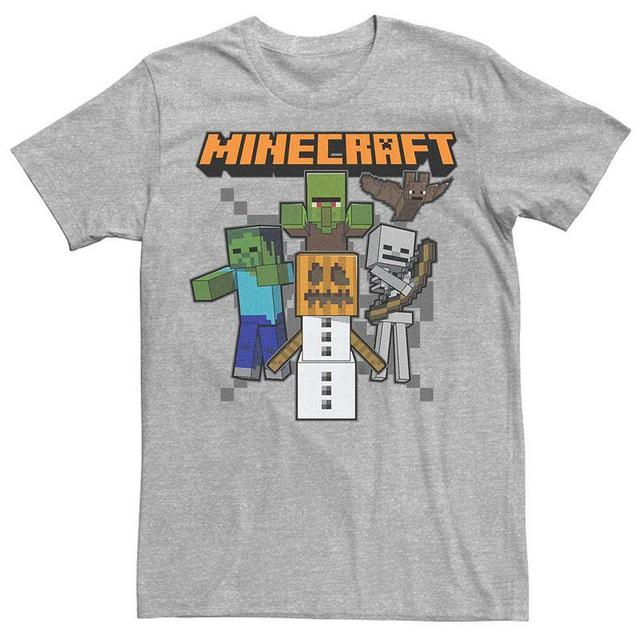 Mens Minecraft Halloween Creepers Pumpkin King Group Shot Tee Athletic Grey Product Image