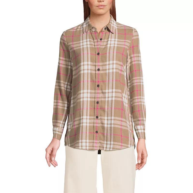 Petite Lands End Flannel Boyfriend Shirt, Womens Product Image