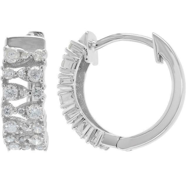 Luxle 14k White Gold 1/2 Carat T.W. Diamond Hoop Earrings, Womens Product Image