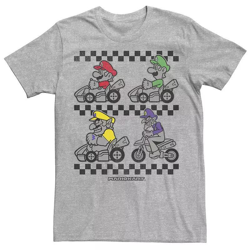 Mens Super Mario Bros. Color Pop Portrait Grid Tee Athletic Grey Product Image