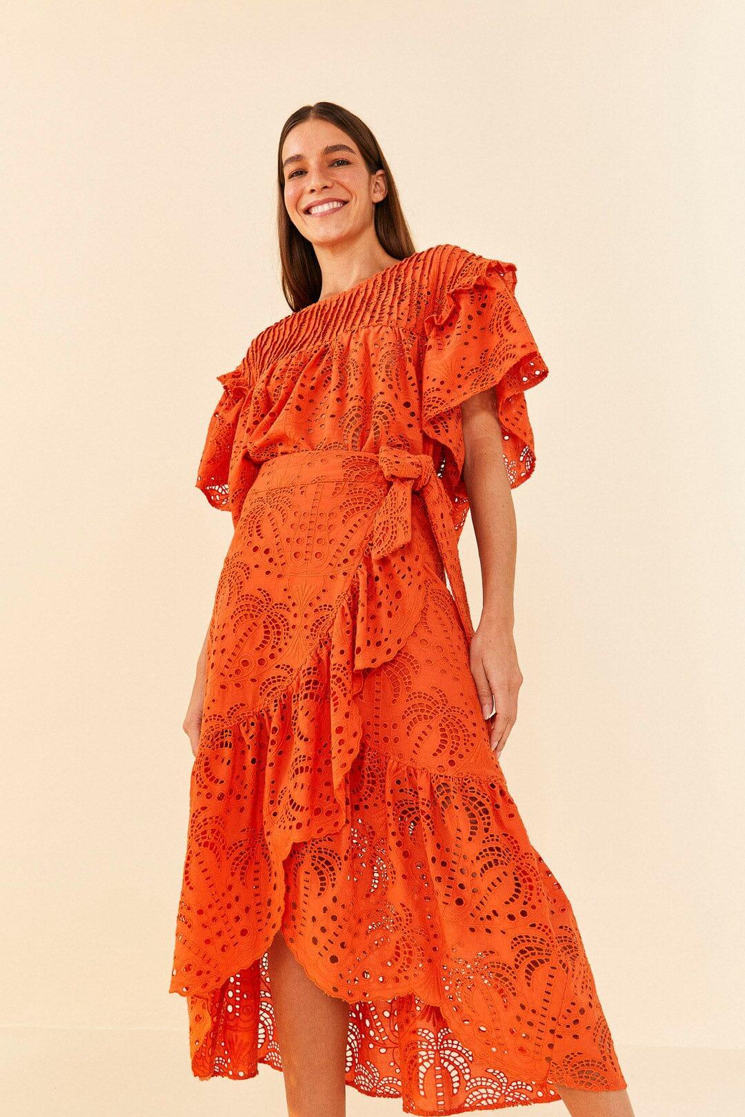 Orange Palm Tree Richelieu Midi Skirt Product Image