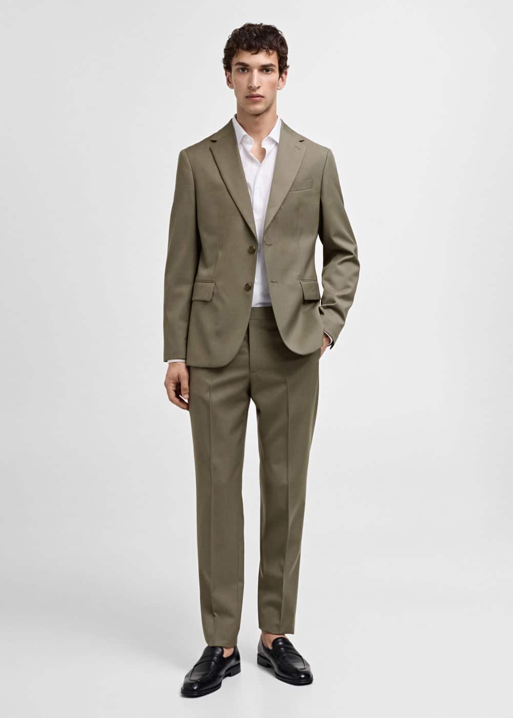 MANGO MAN - 100% virgin wool slim-fit suit blazer pastel greenMen Product Image