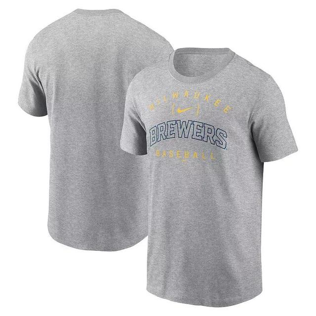 Mens Nike Heather Gray Milwaukee Brewers Home Team Athletic Arch T-Shirt Product Image