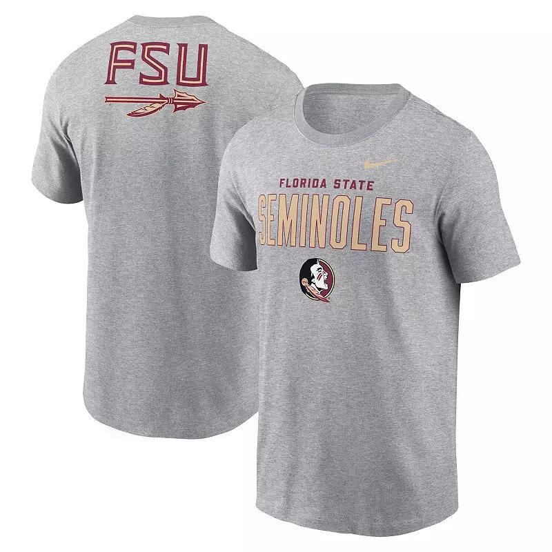 Mens Nike Heather Gray Florida State Seminoles Campus 2-Hit Primary Mascot T-Shirt Product Image