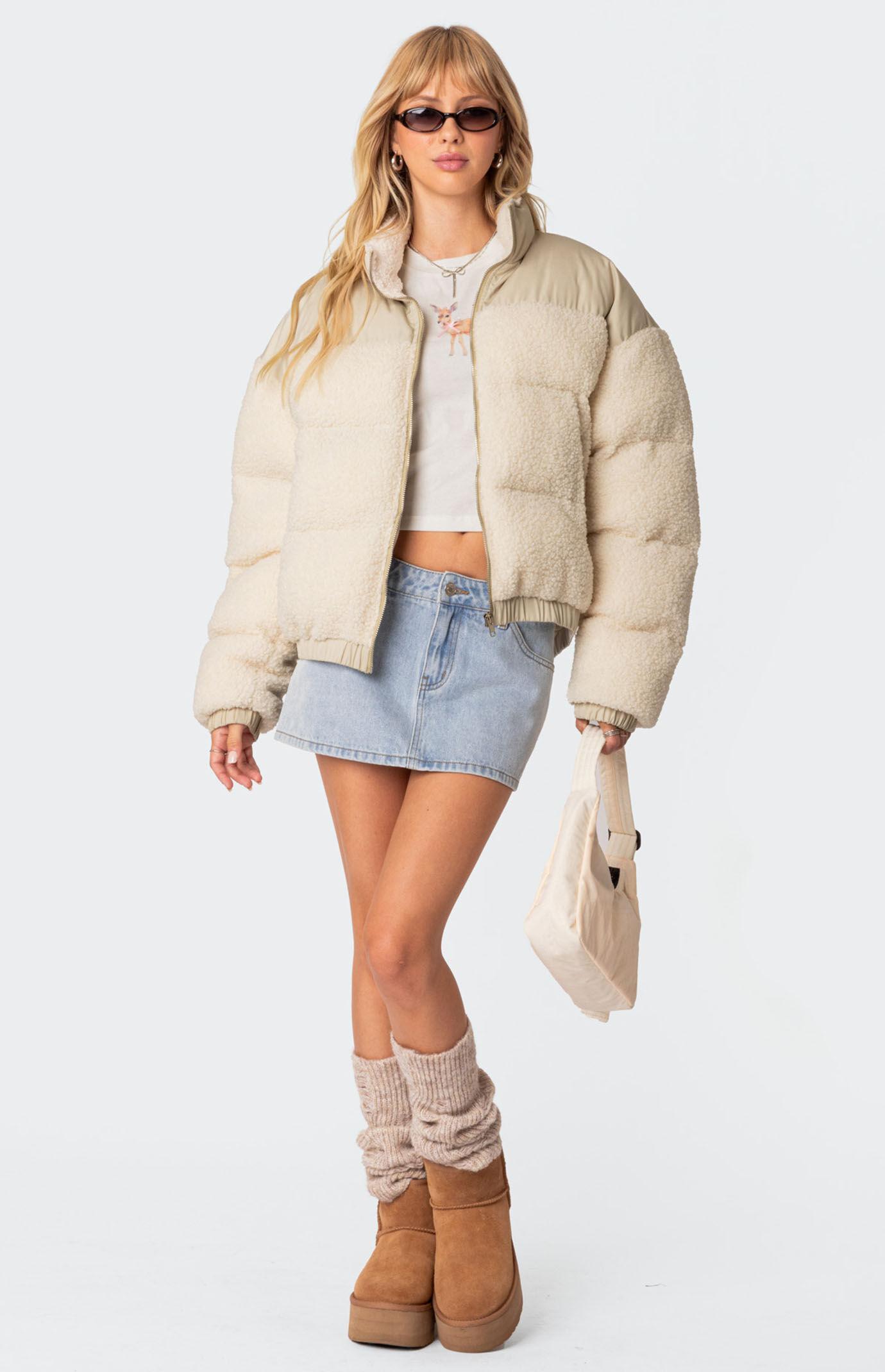 Edikted Women's Oversized Sherpa Puffer Jacket Product Image