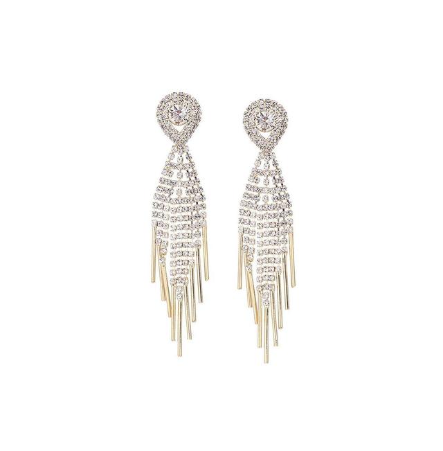 Sohi Womens Silver Embellished Drop Earrings Product Image