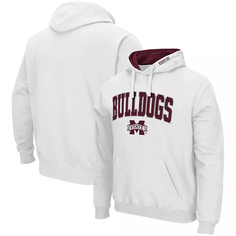 Mens Colosseum White Mississippi State Bulldogs Arch & Logo 3.0 Pullover Hoodie MST White Product Image