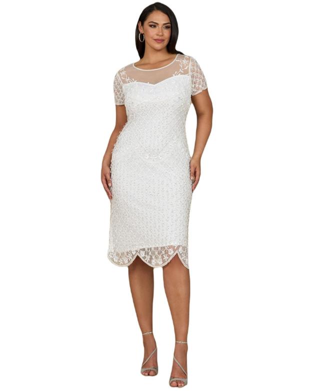 Lara Womens Beaded Midi Dress with Cap Sleeves Product Image