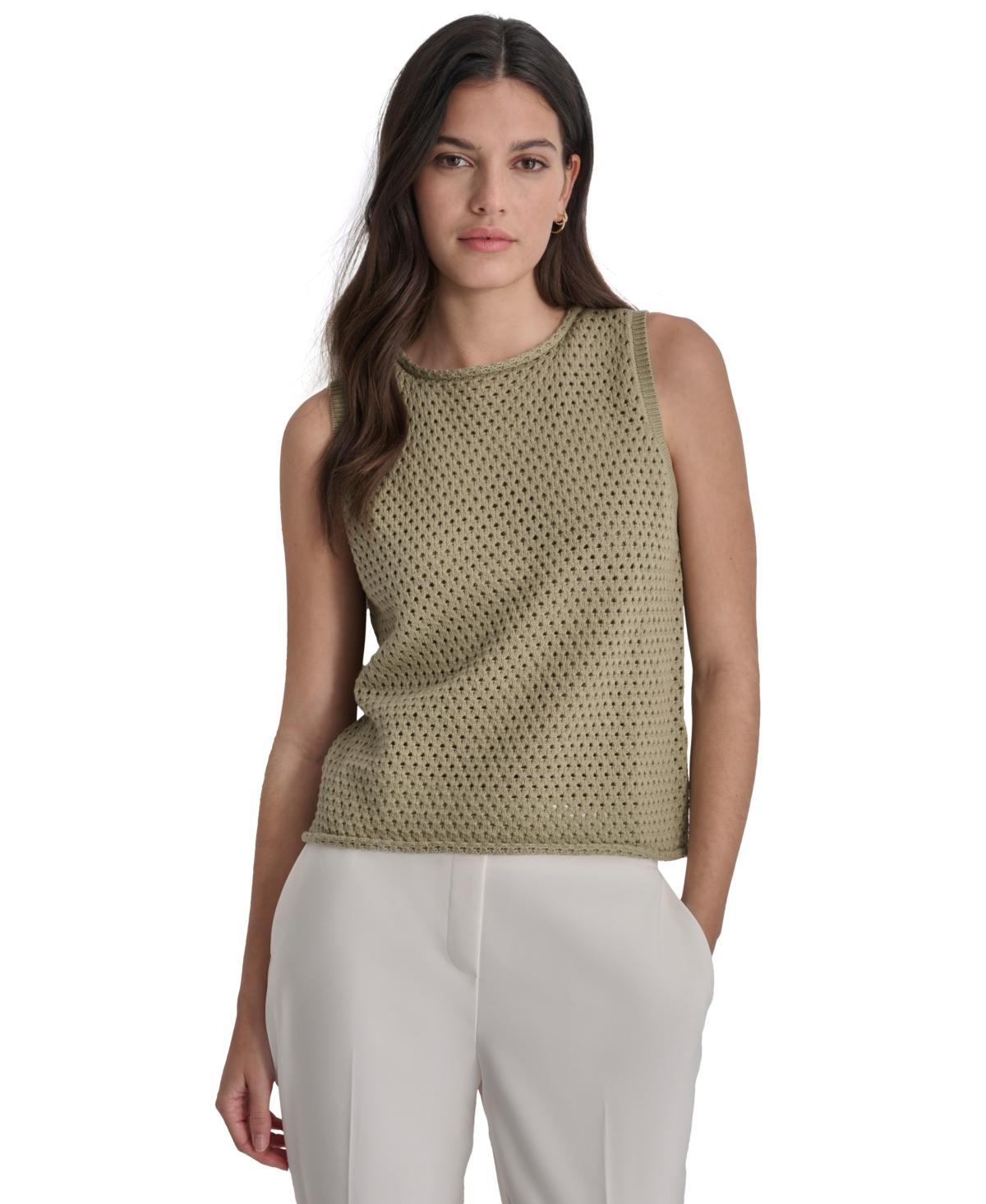 Dkny Womens Crewneck Sleeveless Cotton Blouse Product Image