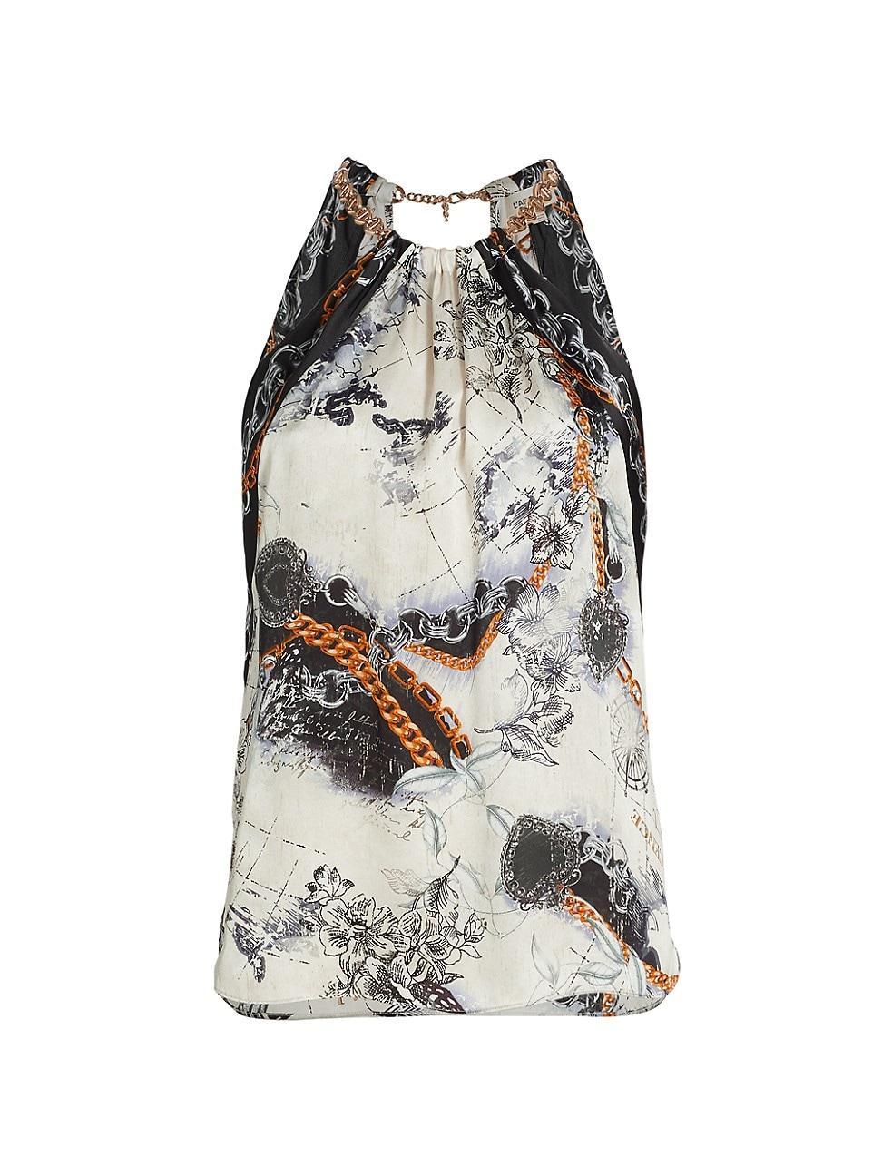 Womens Tillie Printed Silk Scarf Top Product Image