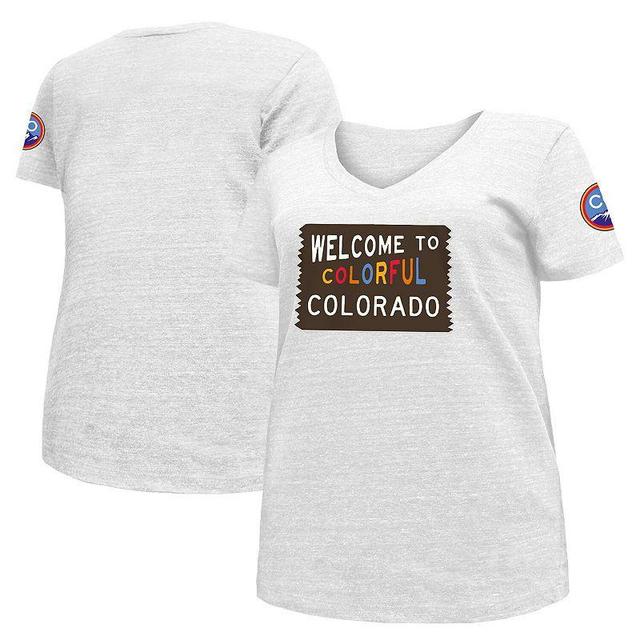 Womens New Era White Colorado Rockies City Connect Plus Size V-Neck T-shirt Product Image