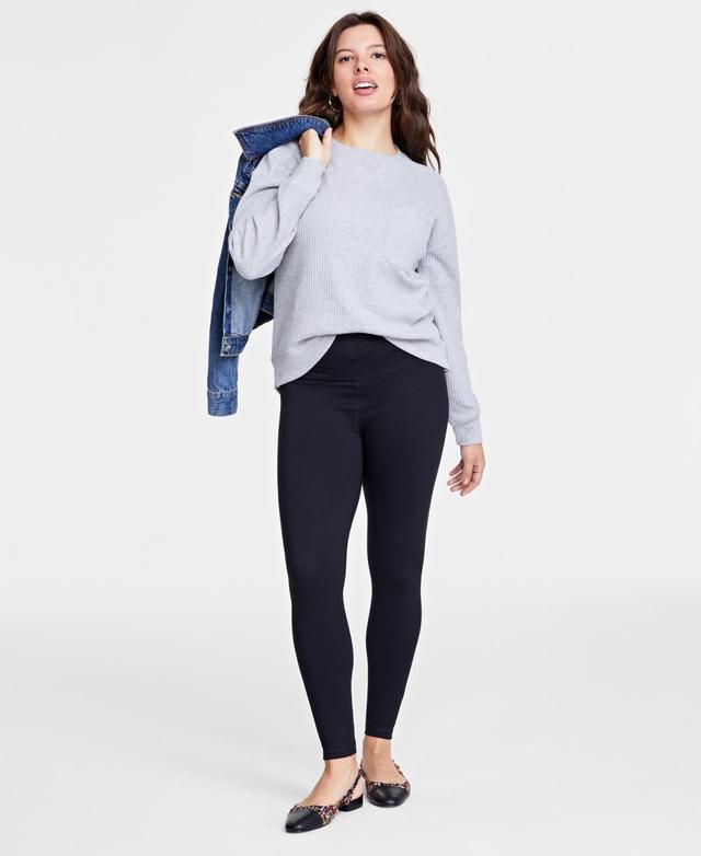 On 34th Womens Waffle-Knit Long-Sleeve Pullover Top, Created for Macys Product Image